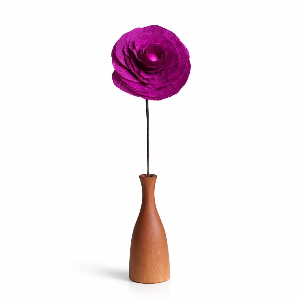 Ranunculus El Yapımı Kağıt Çiçek (Mor)